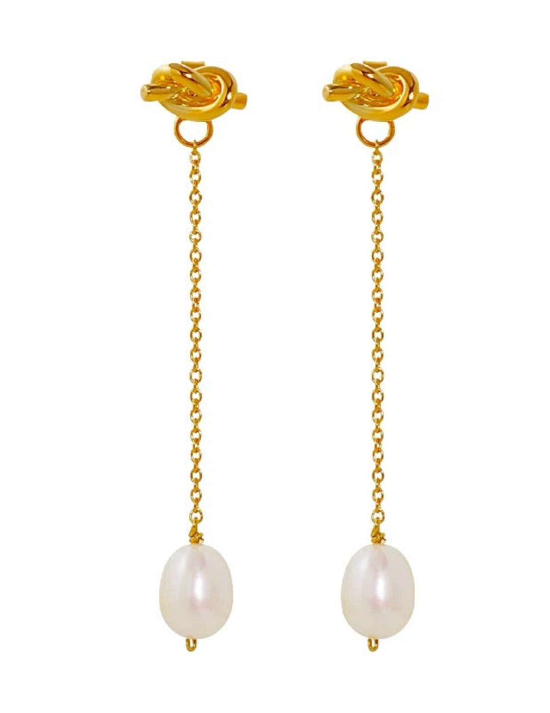 Knotted Long Chain Pearl Drop Earrings GEMBEA JEWELRY