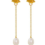 Knotted Long Chain Pearl Drop Earrings GEMBEA JEWELRY