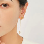 Knotted Long Chain Pearl Drop Earrings GEMBEA JEWELRY