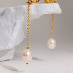 Knotted Long Chain Pearl Drop Earrings GEMBEA JEWELRY