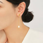 Knotted Long Chain Pearl Drop Earrings GEMBEA JEWELRY