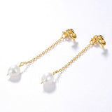 Knotted Long Chain Pearl Drop Earrings GEMBEA JEWELRY