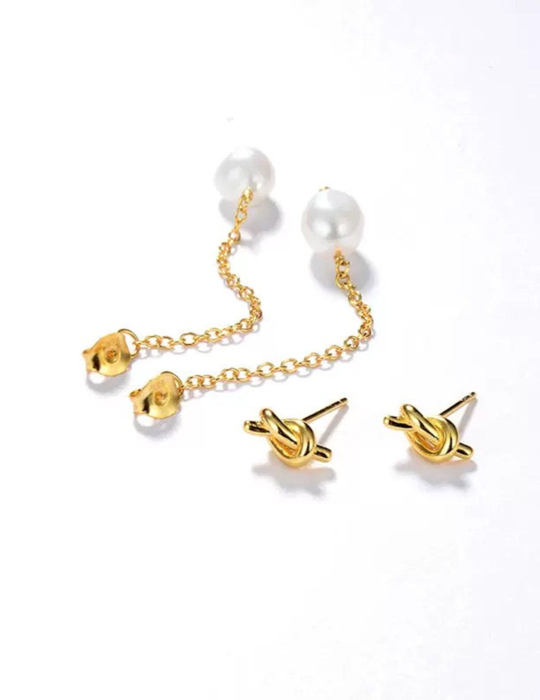 Knotted Long Chain Pearl Drop Earrings GEMBEA JEWELRY