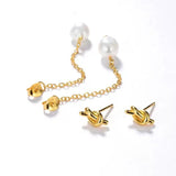 Knotted Long Chain Pearl Drop Earrings GEMBEA JEWELRY