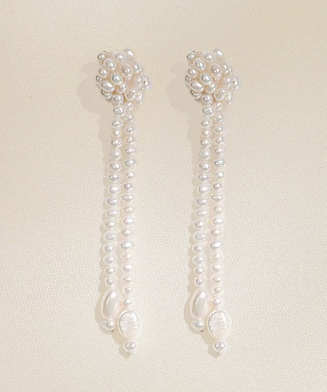 Knotted Hand-woven Pearl Drop Earrings gembea jewelry