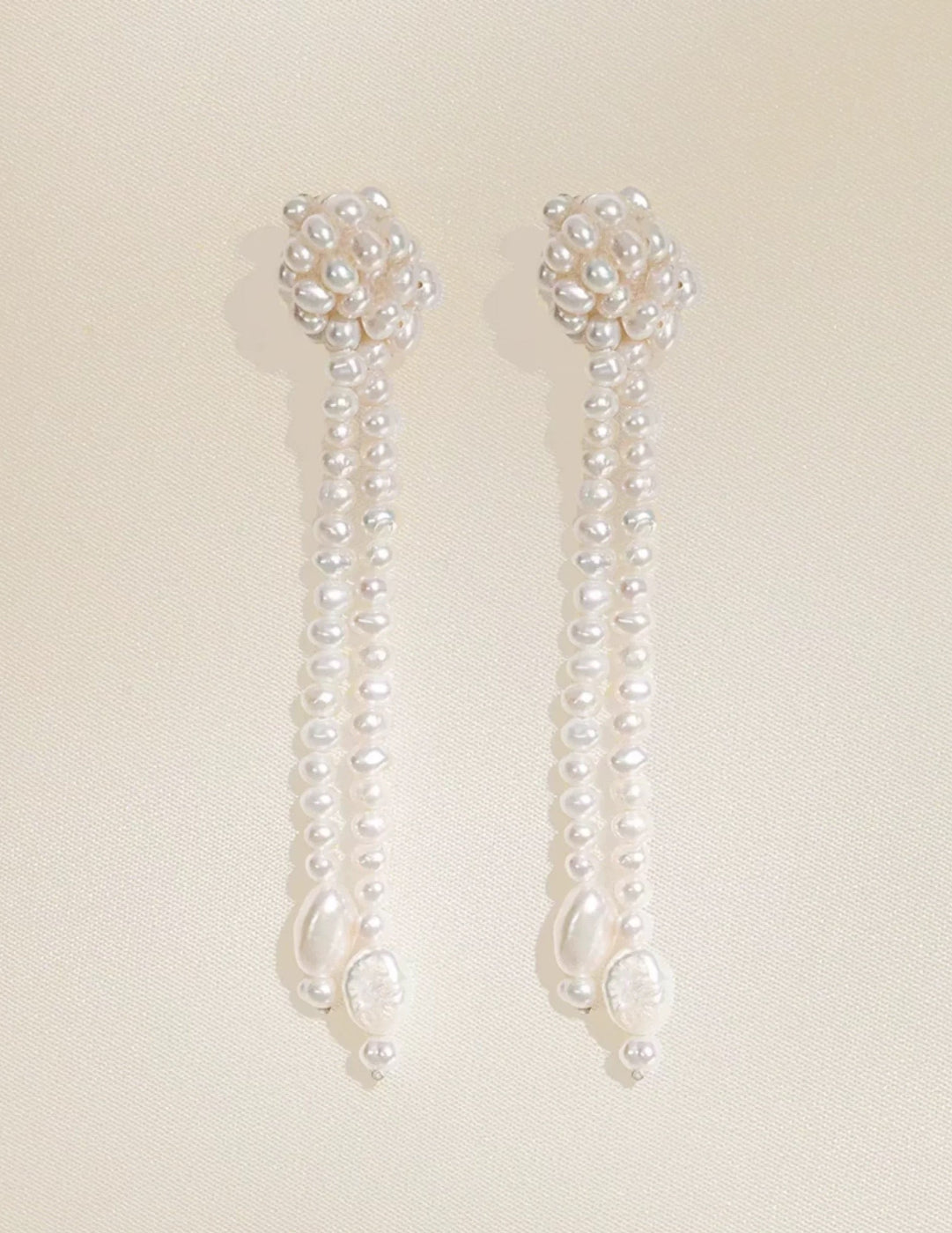 Knotted Hand-woven Pearl Drop Earrings gembea jewelry