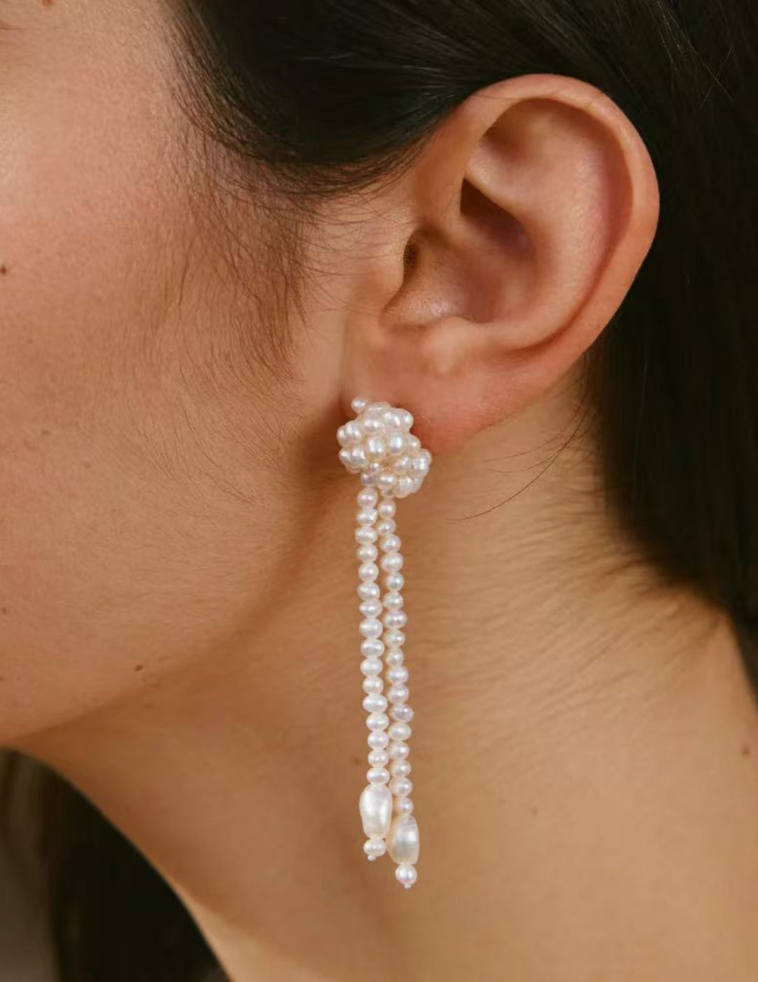 Gembea Jewelry Knotted Hand-woven Pearl Earrings