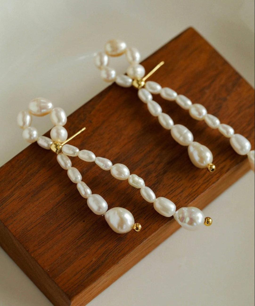 Knotted Natural Pearl Earrings - Gembea Jewelry
