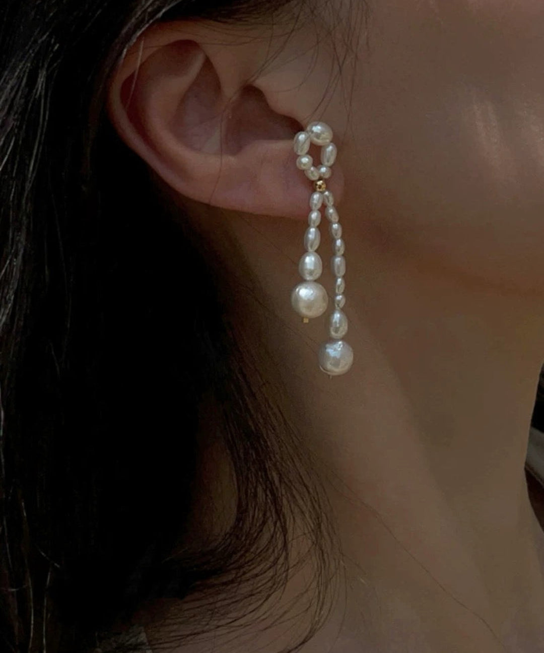 Knotted Natural Freshwater Pearl Earrings gembea jewelry