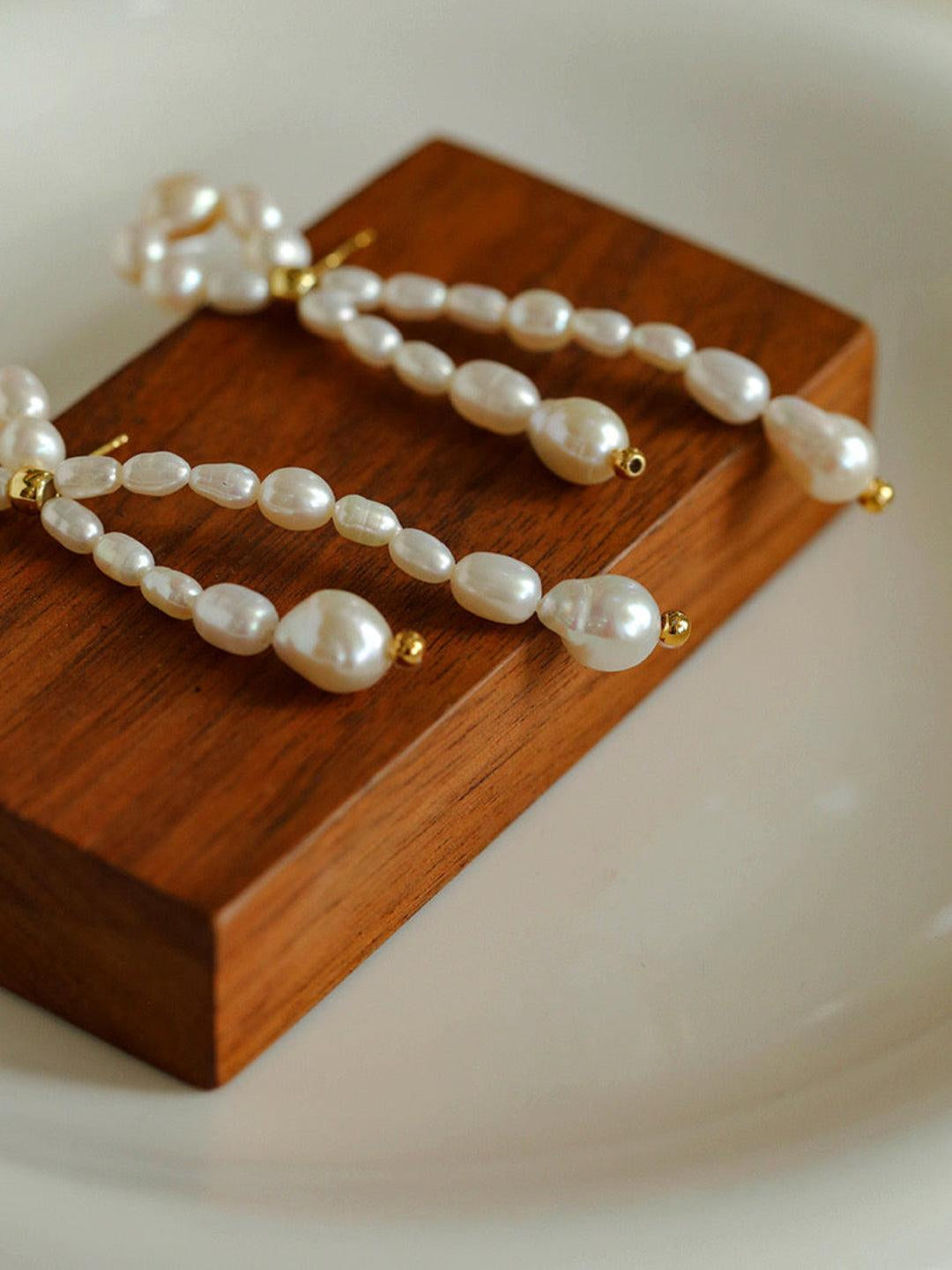Knotted Natural Pearl Earrings - Gembea Jewelry