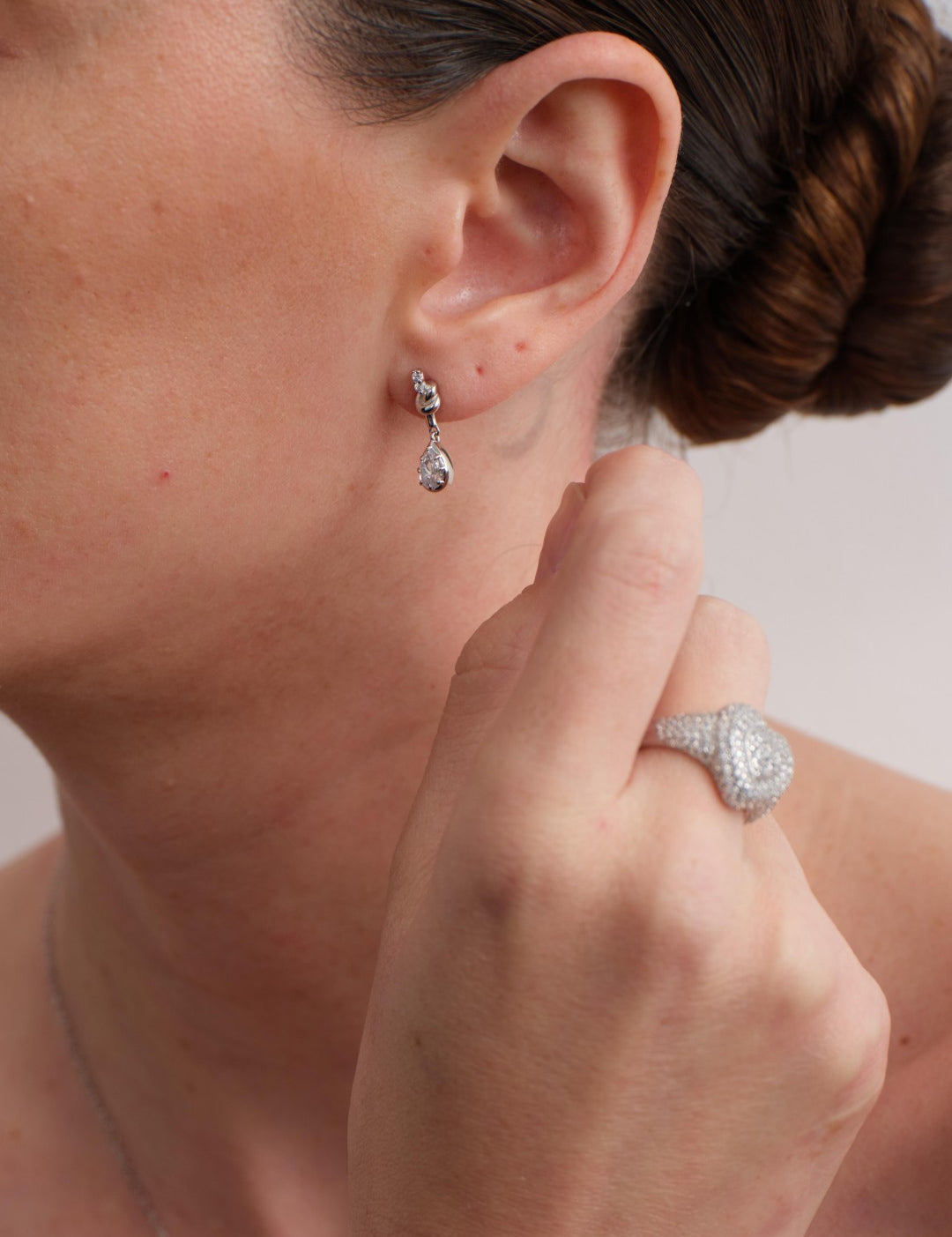 Lab-grown Diamond Knot & Glow Earrings-Silver GEMBEA JEWELRY