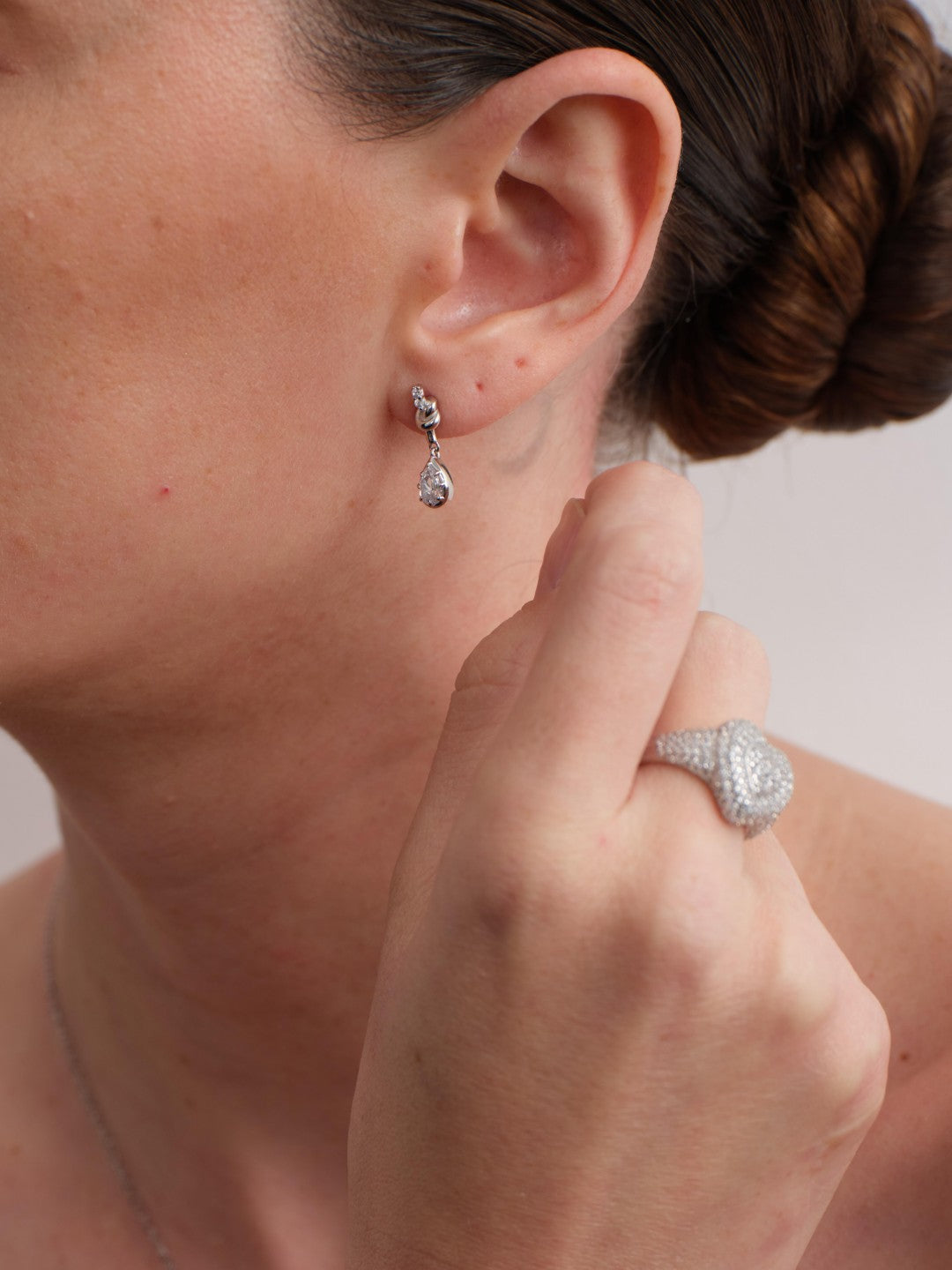 Lab-grown Diamond Knot & Glow Earrings-Silver GEMBEA JEWELRY