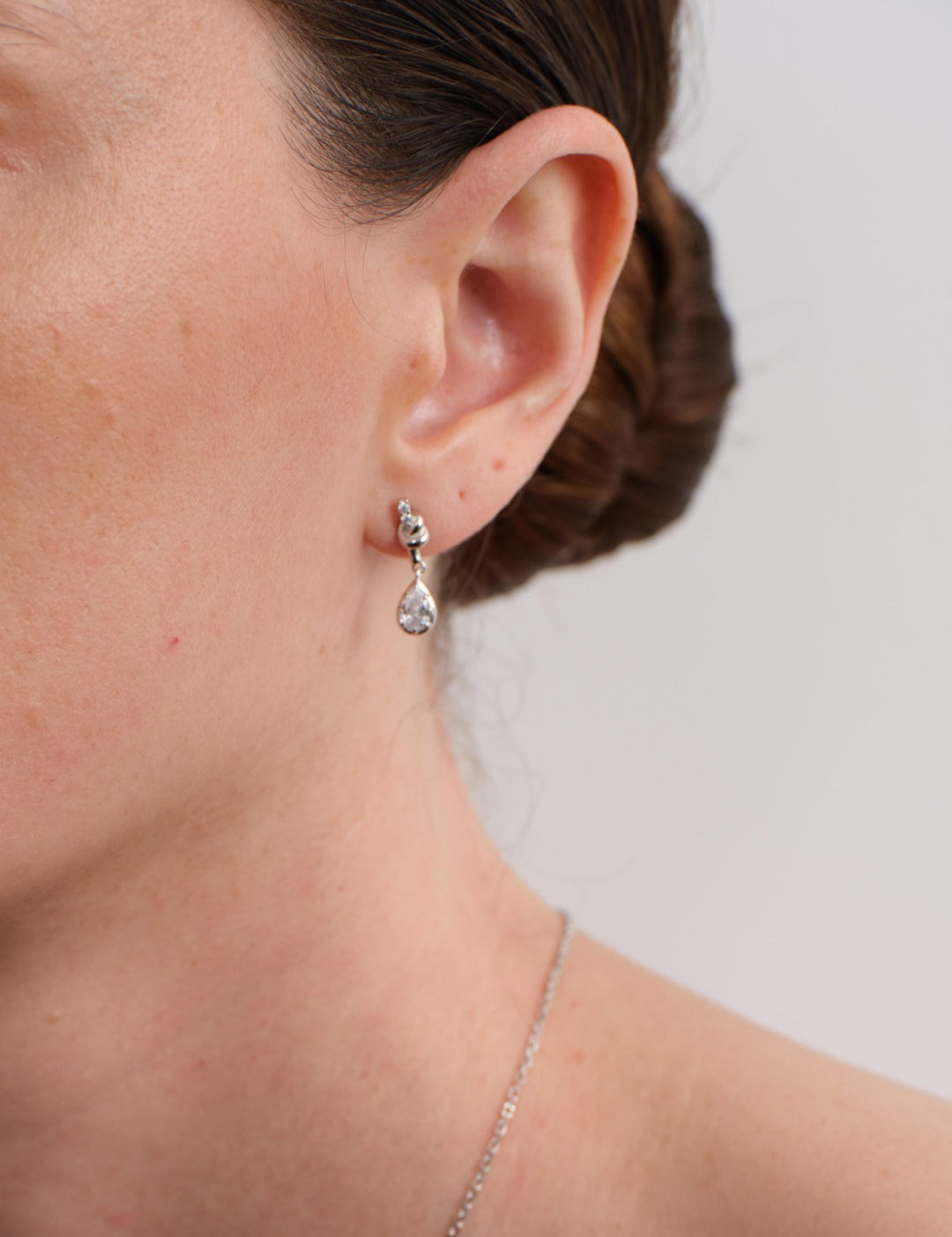 Lab-grown Diamond Knot & Glow Earrings-Silver GEMBEA JEWELRY