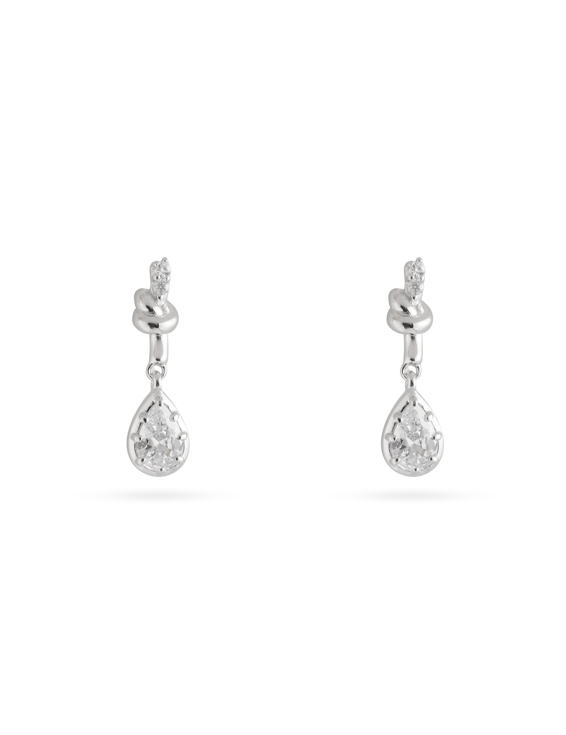 Lab-grown Diamond Knot & Glow Earrings-Silver GEMBEA JEWELRY