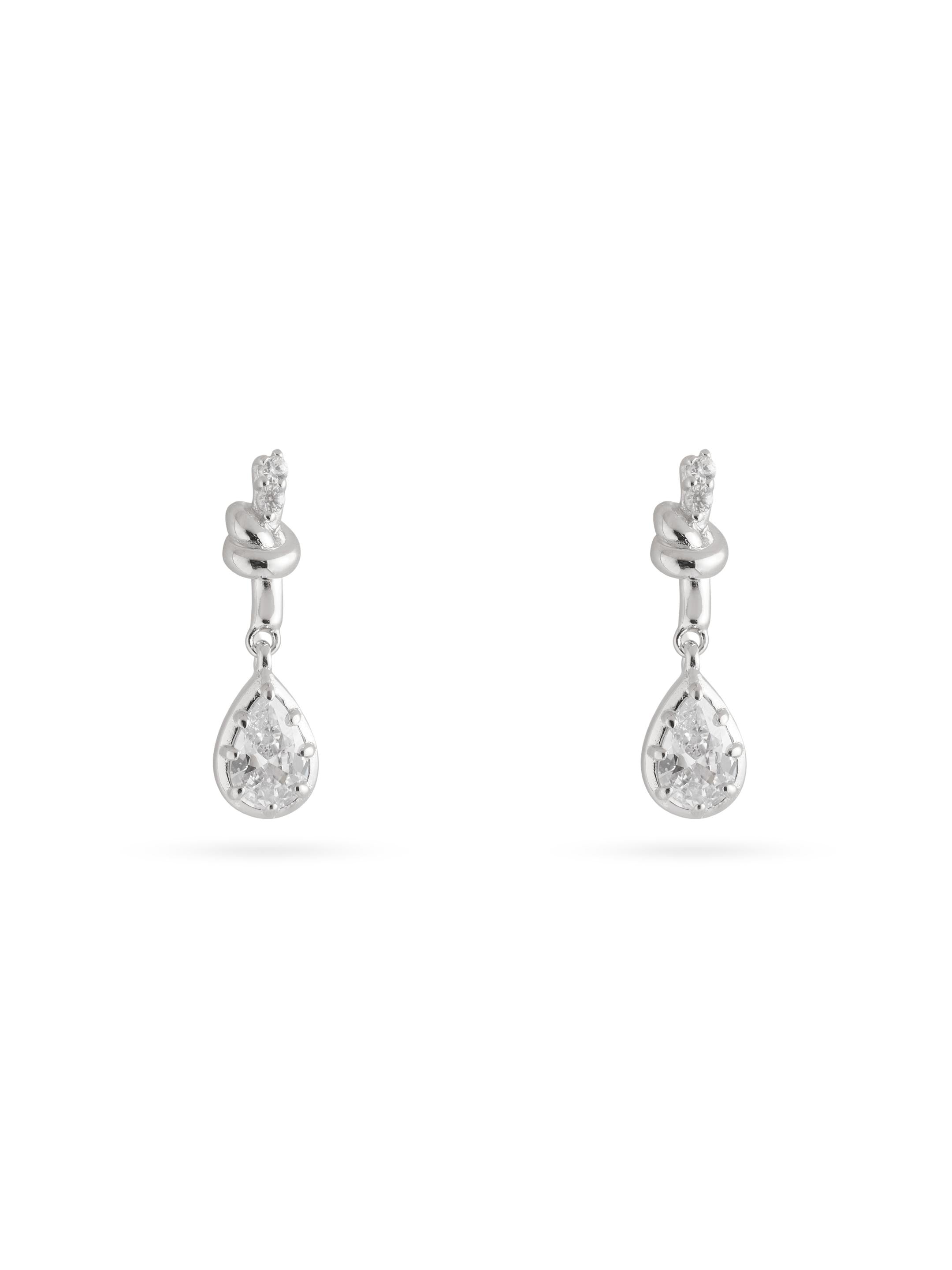 Lab-grown Diamond Knot & Glow Earrings-Silver GEMBEA JEWELRY