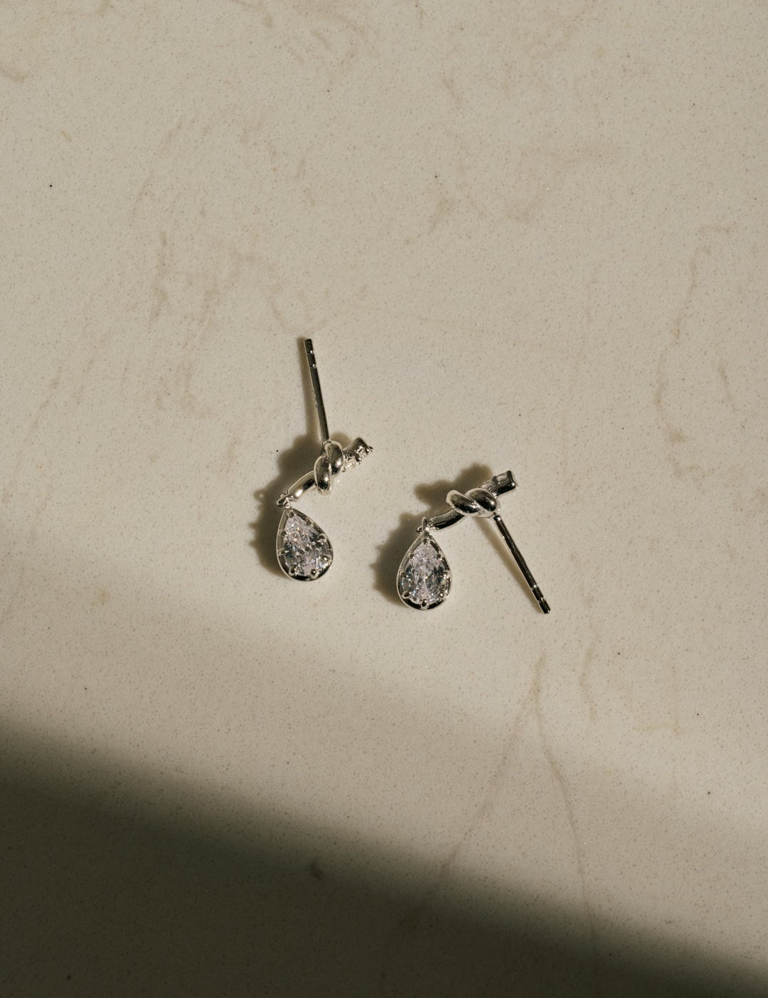 Lab-grown Diamond Knot & Glow Earrings-Silver GEMBEA JEWELRY