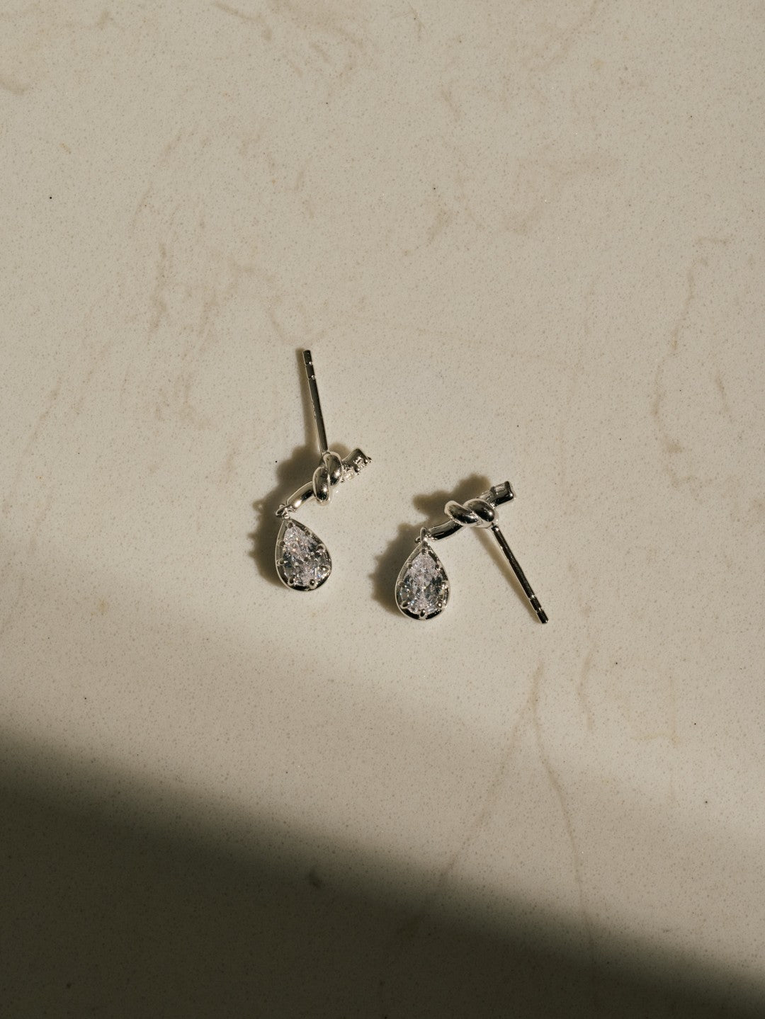 Lab-grown Diamond Knot & Glow Earrings-Silver GEMBEA JEWELRY