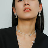 Lace Bridal Artificial Pearl Drop Earrings gembea jewelry