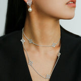 Lace Bridal Artificial Pearl Drop Earrings gembea jewelry