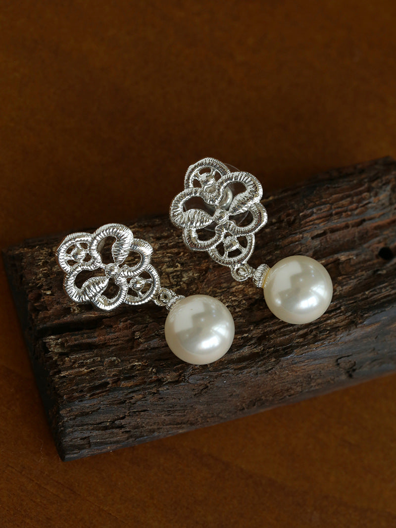 Lace Bridal Artificial Pearl Drop Earrings gembea jewelry