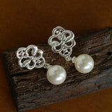 Lace Bridal Artificial Pearl Drop Earrings gembea jewelry