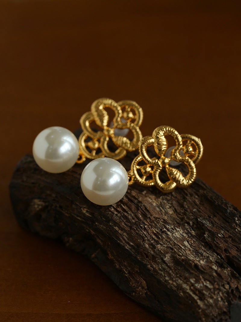 Lace Bridal Artificial Pearl Drop Earrings gembea jewelry