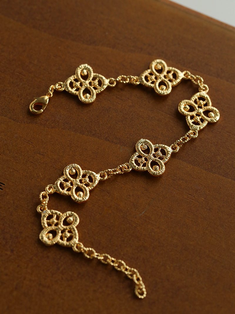 Lace Embroidered Floral Gold Silver Bracelet gembea jewelry