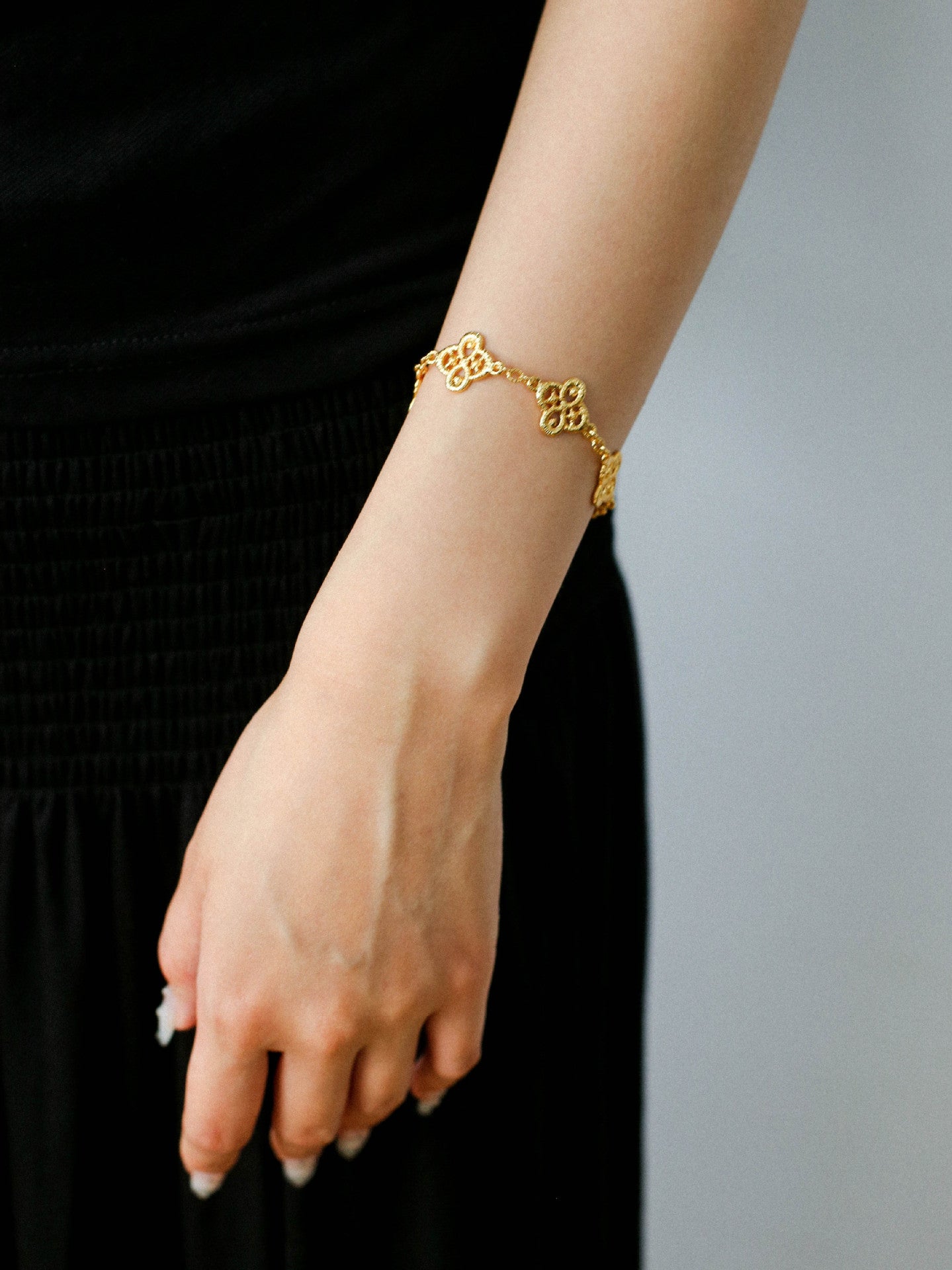 Lace Embroidered Floral Gold Silver Bracelet gembea jewelry