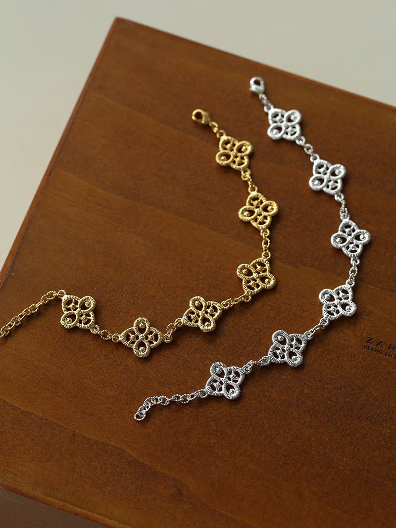 Lace Embroidered Floral Gold Silver Bracelet gembea jewelry