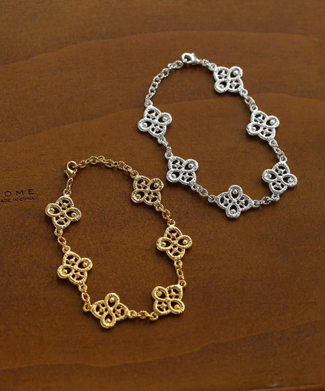 Lace Embroidered Floral Gold Silver Bracelet gembea jewelry