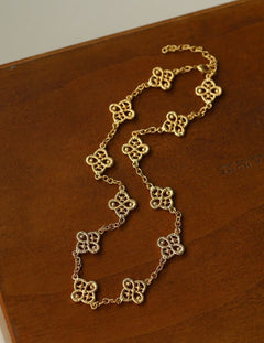 Lace Embroidered Floral Gold Silver Necklace gembea jewelry