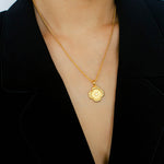 Lace Embroidered Four Leaf Clover Pendant Necklace gembea jewelry