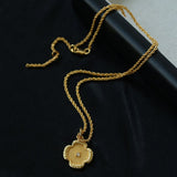 Lace Embroidered Four Leaf Clover Pendant Necklace gembea jewelry