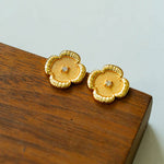 Lace Embroidered Four Leaf Clover Stud Earrings gembea jewelry