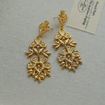 Lace Embroidered Gold Silver Metal Earrings gembea jewelry