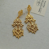 Lace Embroidered Gold Silver Metal Earrings gembea jewelry