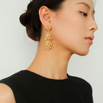 Lace Embroidered Gold Silver Metal Earrings gembea jewelry