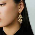 Lace Embroidered Gold Silver Metal Earrings gembea jewelry
