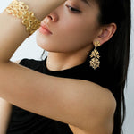Lace Embroidered Gold Silver Metal Earrings gembea jewelry