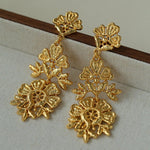 Lace Embroidered Gold Silver Metal Earrings gembea jewelry