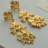 Lace Embroidered Gold Silver Metal Earrings gembea jewelry