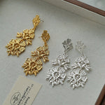 Lace Embroidered Gold Silver Metal Earrings gembea jewelry