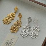 Lace Embroidered Gold Silver Metal Earrings gembea jewelry