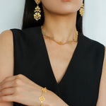 Lace Embroidered Gold Silver Metal Earrings gembea jewelry