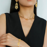 Lace Embroidered Gold Silver Metal Earrings gembea jewelry