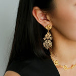 Lace Embroidered Gold Silver Metal Earrings gembea jewelry