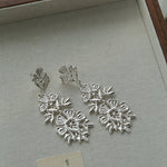 Lace Embroidered Gold Silver Metal Earrings gembea jewelry
