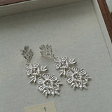Lace Embroidered Gold Silver Metal Earrings gembea jewelry