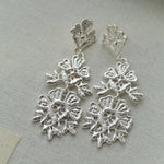Lace Embroidered Gold Silver Metal Earrings gembea jewelry