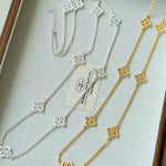  Lace Loom Long Gold Silver Necklace gembea jewelry